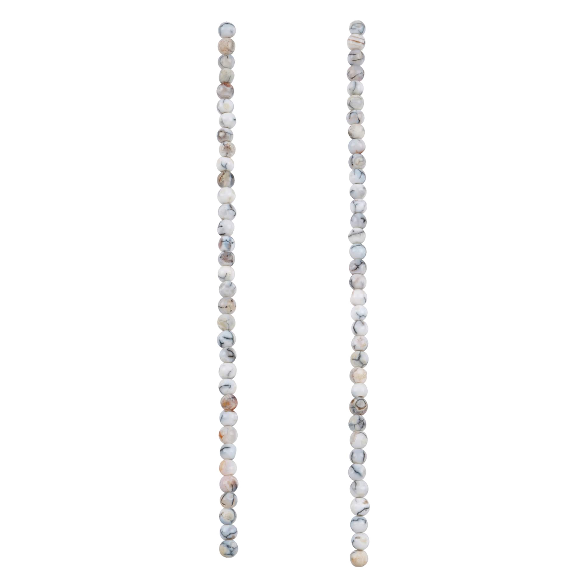 Black & White Fire Agate Round Beads by Bead Landing